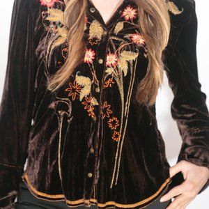 Johnny Was velvet shirt - S Petite